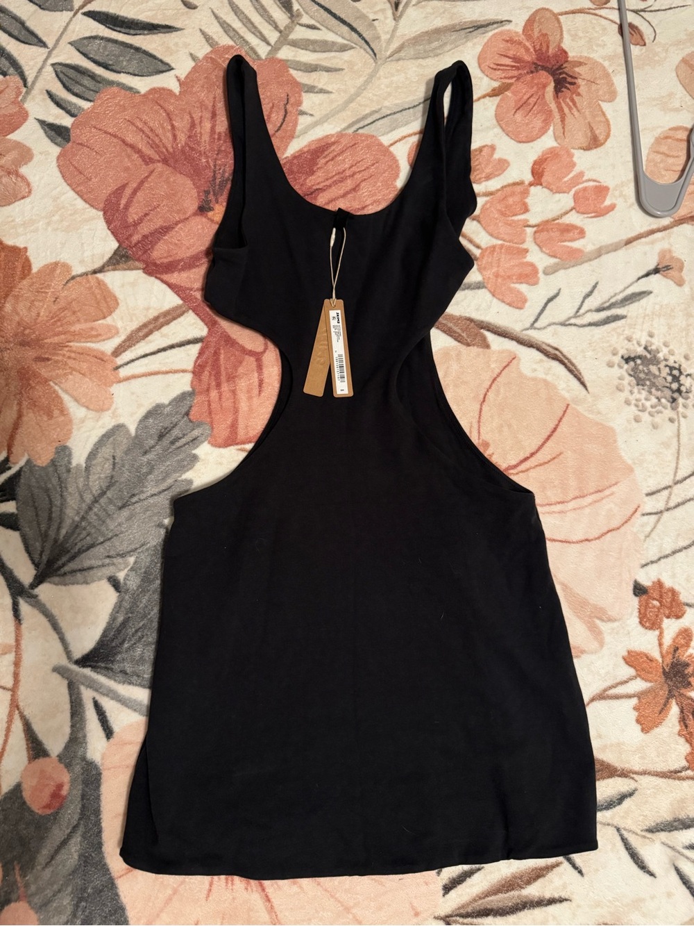 Skims Black Cutout Jersey Tank Dress